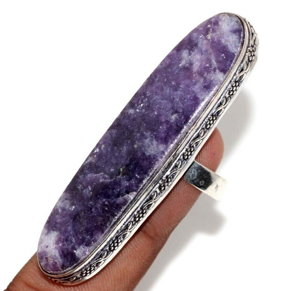Lepidolite Gemstone, 925 Silver Ring - image 1